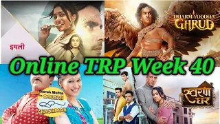 Online TRP Week - 40 |SABTV | Tarak Mehta ka oolta chasma | Jethalal |Babitaji | Starplus | ColorsTV