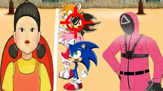 Squid Game (오징어 게임) vs Sonic, Amy, Shadow, Eggman Troll in Red Light Green Light Challenge #39