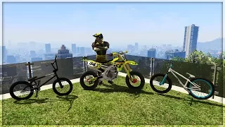 GTA 5 MODS - INSANE BIKE STUNT MODS - YAMAHA YZ450F, MOTHERSHIP BMX & JUMP BIKE (GTA V PC MODS)