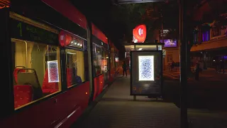 Slovakia, Bratislava, Námestie SNP Tram Stop @night