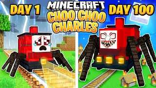 I Survived 100 DAYS as CHOO CHOO CHARLES in Minecraft!