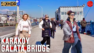 Istanbul Turkey Galata Bridge, Karakoy Walking Tour 4K