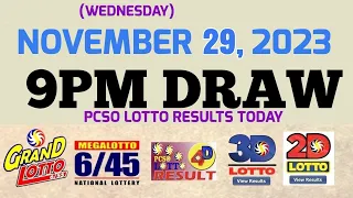 Lotto Result Today 9pm draw November 29, 2023 6/55 6/45 4D Swertres ez2 PCSO#lotto