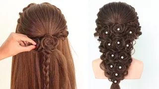 latest rose braided hairstyle for bride | beautiful hairstyle