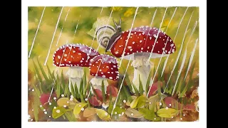 How to draw MUSHROOM MUSHROOMS with paints, gouache. Step by step drawing for beginners