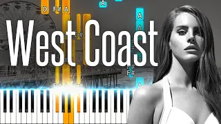 West Coast Lana Del Rey - MEDIUM Piano Tutorial (SHEET MUSIC)