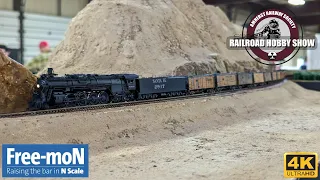 {4K} 2024 Free-MoN N Scale Layout at the Amherst Railroad Model Train Show