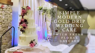 Making the GOLD DRIP CAKE TREND into A WEDDING CAKE! | Simple Modern Wedding Cake | Cake Decorating