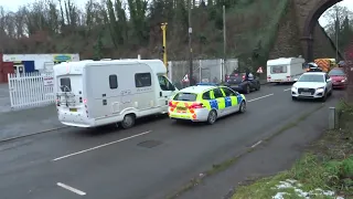 North Wales Police car on 999 emergency response Greenfield Holywell Flintshire Cymru Wales 22.1.23