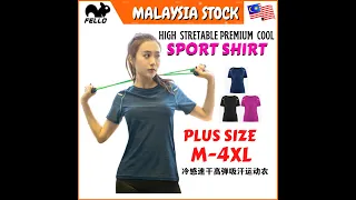 Plus Size Lady Women Sukan Baju Korean Sport T-Shirt Blouse Tops Premium Casual Gym Zumba Yoga Shirt