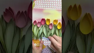QllArt ~ Quilling Wall Art ~ Field with tulips 🌷 #quilling