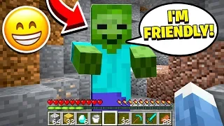 FINDING THE ONLY FRIENDLY ZOMBIE IN MINECRAFT!