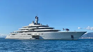 Helicopter landing on Roman Abramovich’s yacht Eclipse in Gibraltar 4K