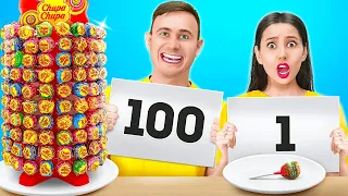 100 SCHICHTEN LIEBLINGSESSEN || Wer gewinnt? Keine Hände VS. 1 Hand VS. 2 Hände von 123 GO! FOOD