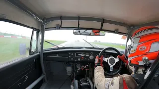 First drive of MGB Race Car at Donington Park CSCC Track Day