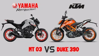 Yamaha MT 03 VS Ktm Duke 390 _Detailed Comparison_Mileage_Top Speed_Price_BIKE INFORMER