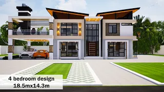 Modern 2-Storey House design |4 Bedroom with Skillion Roof |18.5mx14.3m