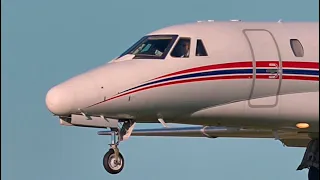 4K Private Jet Cessna 560XL heavy crosswind landing! #cockpit  #pilot #planespotting #closeup