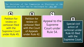 RULES OF COURT: Rule 64 - Review of Judgments & Final Orders or Resolutions of the COMELEC & the COA