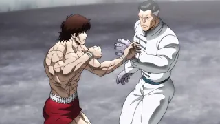 Baki was easily defeated by Kaiou Ri in the first battle, Baki escaped from the door of death