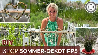 3 DIY SOMMERTIPPS - ZAUNDEKO - HERZ  aus Mohnkapseln, KRANZ mit Lindenblüten, Deko aus MELONEN