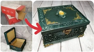 DIY How do you make a box out of a cardboard box? Как сделать шкатулку из картонной коробки?