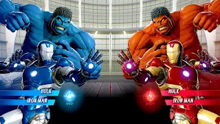 Blue Hulk & Blue Ironman Vs Red Hulk & Ironman [Very Hard AI] | Marvel vs Capcom: Infinite