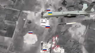 5 Minute Ago! Row Of Russian tank bursts into flames in US MQ-9 Reaper drone attack