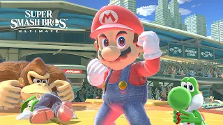 Super Smash Bros Ultimate Mario and Luigi vs Donkey Kong at String Stadium CPU Level 9