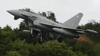 [4K] Airplane Spotting TaktLwG 71 I RAF Eurofighter (2 SQN) & more I Afterburner Takeoff & Landing