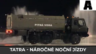 Vojenské speciály Tatra na smykové desce v noci!