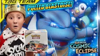 KING ETHAN PULLS HIS FAVORITE NEW POKEMON CARD BLASTOISE! COSMIC ECLIPSE BOOSTER BOX BATTLE OPENING!