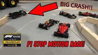 F1 Stop Motion race! BIG CRASHS!