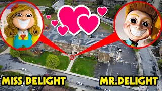 DRONE CATCHES MR DELIGHT KISSING MISS DELIGHT AT THE DELIGHT SCHOOL IN REAL LIFE (POPPY PLAYTIME 3)