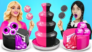 Wednesday vs Barbie Cooking Challenge | Pink vs Black Cooking Challenge by Turbo Team