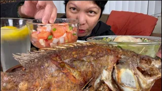 CRISPY FRIED TILAPIA | GINISANG MONGGO WITH SOTANGHON AND PORK PATA | FILIPINO FOOD MUKBANG