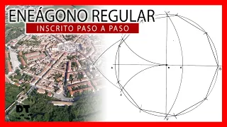 📏📐Como dibujar un ENEÁGONO regular inscrito en una circunferencia | Dibujo técnico paso a paso