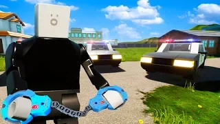 Can Two Best Friends Escape From FIVE Lego Police during a Cops and Robbers Challenge in Brick Rigs