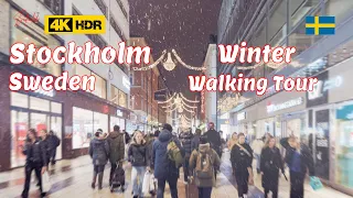 Stockholm walking tour Sweden Winter 4K HDR