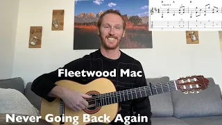 Never Going Back Again by Fleetwood Mac - Acoustic Guitar Lesson + TAB