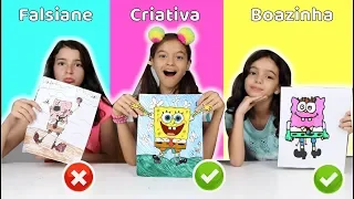 COLORINDO COM 3 CORES NA ESCOLA! Criativa vs falsiane vs boazinha( 3 MARKER CHALLENGE!)