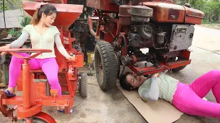 Genius girl repairs, restores and Assembling a corn grinder for a farmer | Girl mechanic