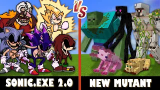 FNF Sonic.EXE 2.0 vs. NEW Mutant Creatures V3 | Minecraft (SHEEESHH!?)