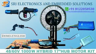 48V 1000W BLDC HUB MOTOR 17 INCH WITH DISC BRAKE For bikes -Full Demo & wiring- English version
