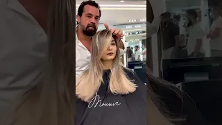 Brown To Blonde Balayage Hair Transformation by Mounir #shorts