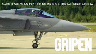 JAS 39 Gripen at Örebro Airshow. Henrik "Sunshine" Björling solo display.