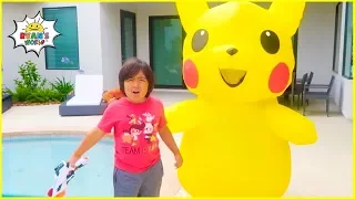 Ryan and Pokemon Pikachu Pretend Play find Daddy Story!!!