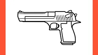 How to draw a DESERT EAGLE from CS GO step by step / drawing deagle from counter strike / pubg easy