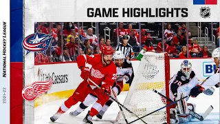 Blue Jackets @ Red Wings 10/19/21 | NHL Highlights