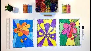 Op Art Complementary Spring Flowers - Elementary Art Lesson